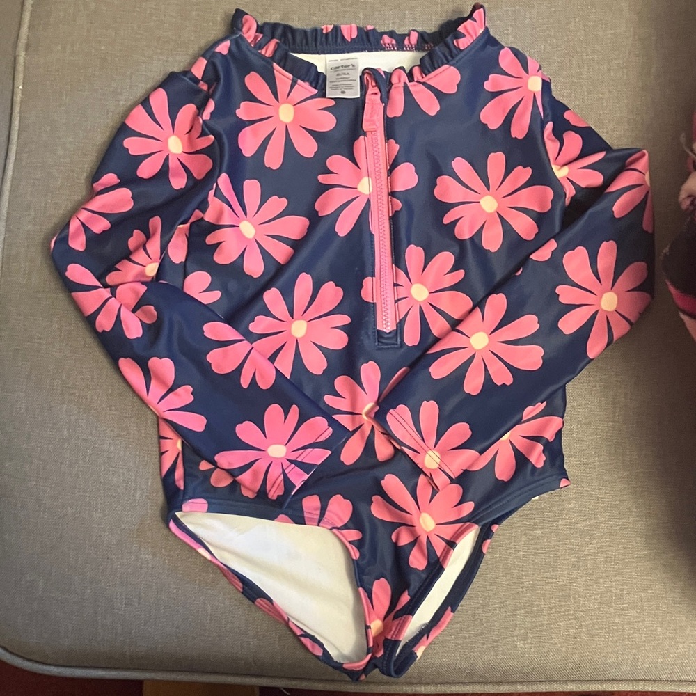 Carter's Pink Floral Kids Swim Rashguard